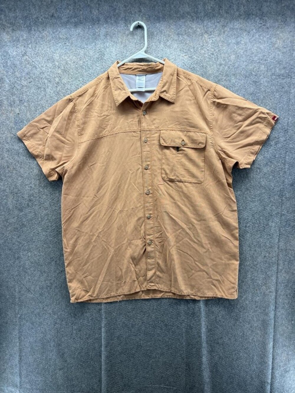 The North Face Shirt Men 2XL Brown Check Short Sleeve Button Up Outdoor Casual